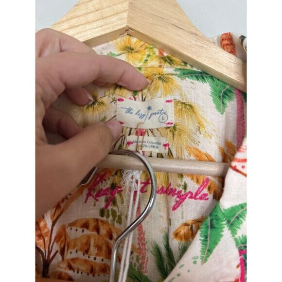 NWT The Lazy Poet Nina Linen Elastic Short Pajama Set Sleepwear Pegasus Size: L - Picture 6 of 11